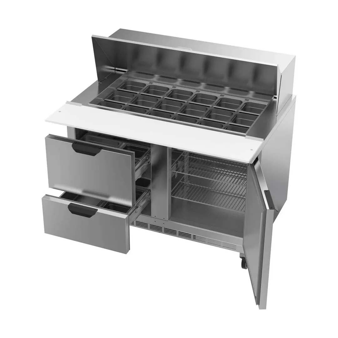 Beverage Air SPED48HC-18M-2 48" Mega Top Sandwich/Salad Prep Table w/ 2 Drawers & 1 Door, 18 Pans