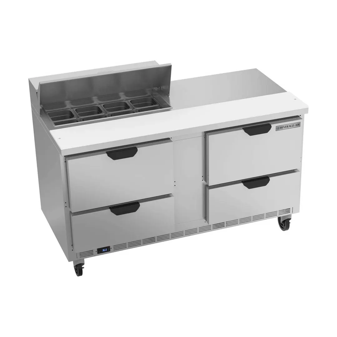Beverage Air SPED60HC-08-4 60" Two Section Sandwich/Salad Prep Table w/ 4 Drawers, 8 Pans