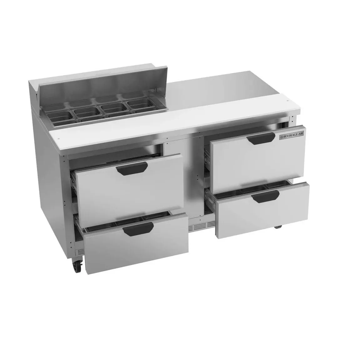 Beverage Air SPED60HC-08-4 60" Two Section Sandwich/Salad Prep Table w/ 4 Drawers, 8 Pans