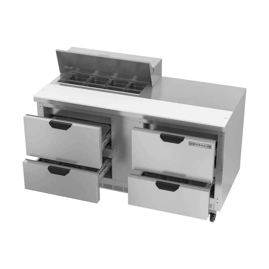 Beverage Air SPED60HC-08-4 60" Two Section Sandwich/Salad Prep Table w/ 4 Drawers, 8 Pans