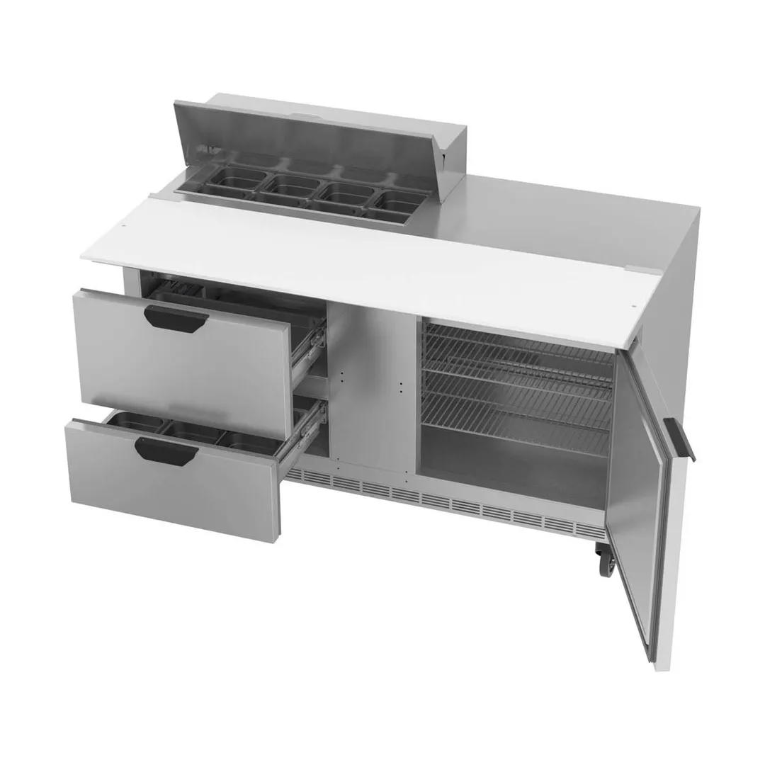 Beverage Air SPED60HC-08C-2 60" Two Section Sandwich/Salad Prep Table w/ 2 Drawers & 1 Door, 8 Pans