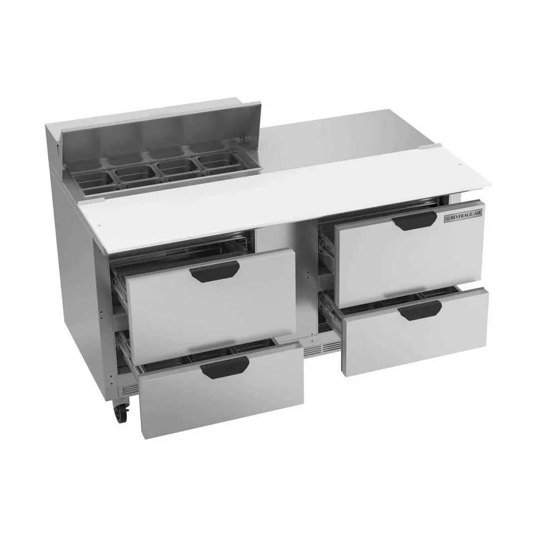 Beverage Air SPED60HC-08C-4 60" Two Section Sandwich/Salad Prep Table w/ 4 Drawers, 8 Pans