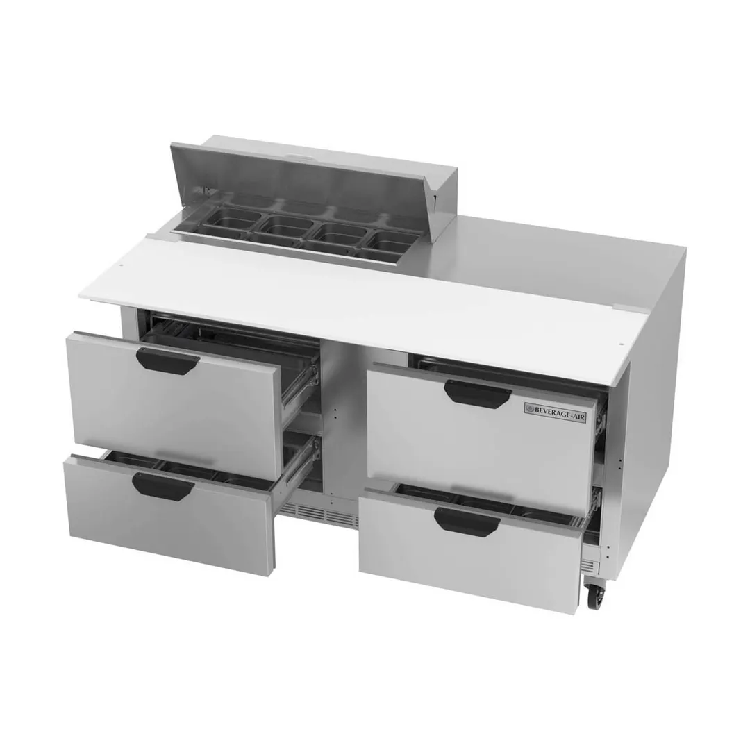 Beverage Air SPED60HC-08C-4 60" Two Section Sandwich/Salad Prep Table w/ 4 Drawers, 8 Pans