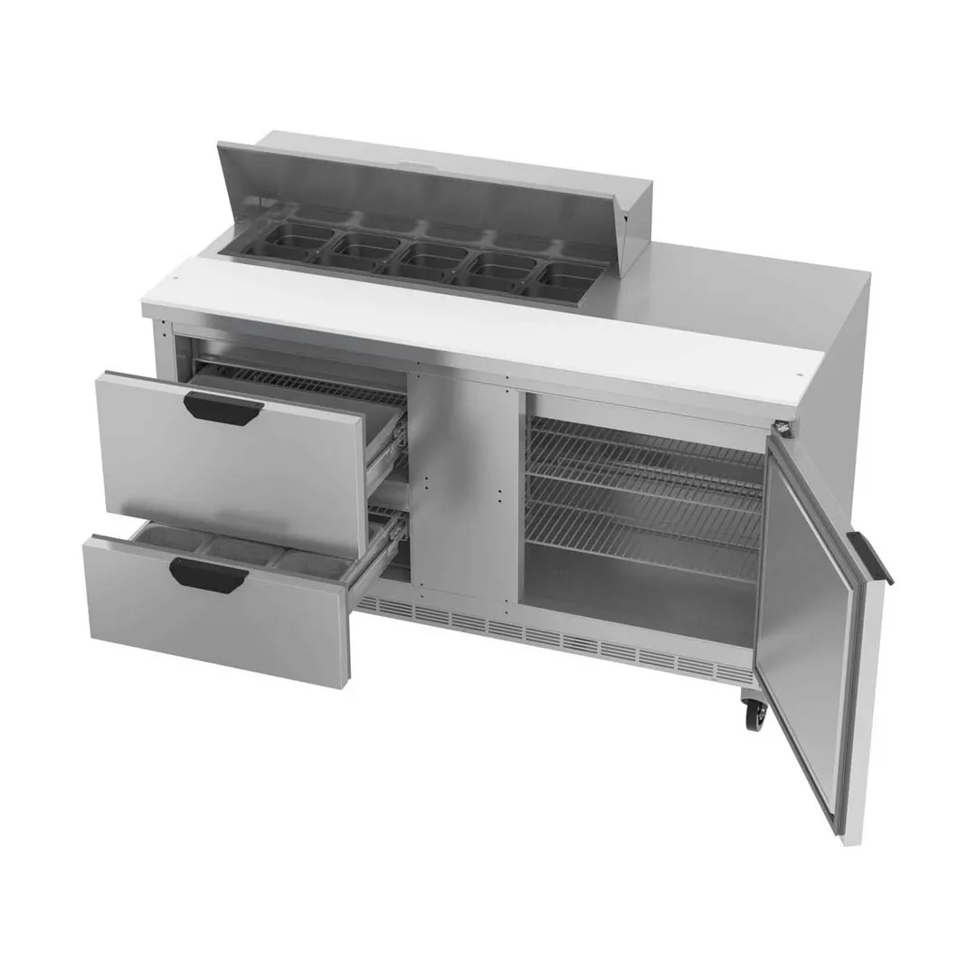 Beverage Air SPED60HC-10-2 60" Two Section Sandwich/Salad Prep Table w/ 2 Drawers & 1 Door, 10 Pans