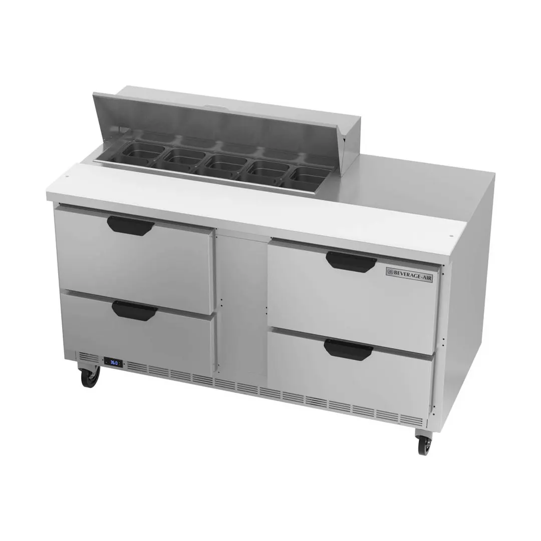 Beverage Air SPED60HC-10-4 60" Two Section Sandwich/Salad Prep Table w/ 4 Drawers, 10 Pans