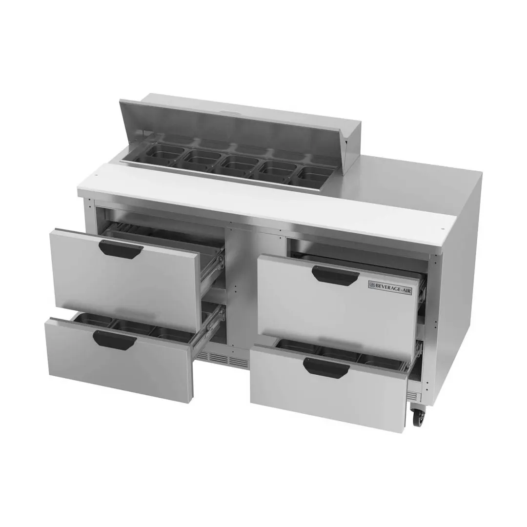 Beverage Air SPED60HC-10-4 60" Two Section Sandwich/Salad Prep Table w/ 4 Drawers, 10 Pans