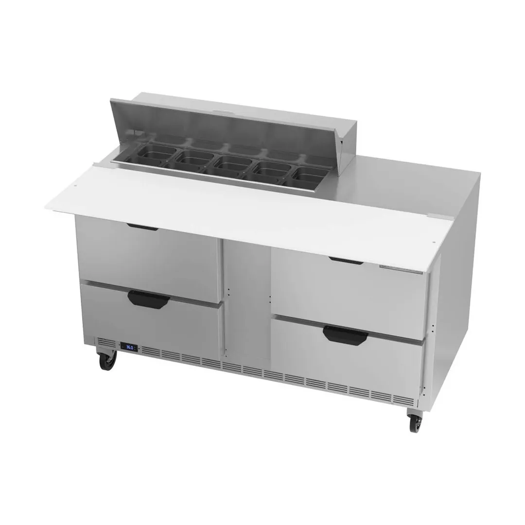 Beverage Air SPED60HC-10C-4 60" Two Section Sandwich/Salad Prep Table w/ 4 Drawers, 10 Pans