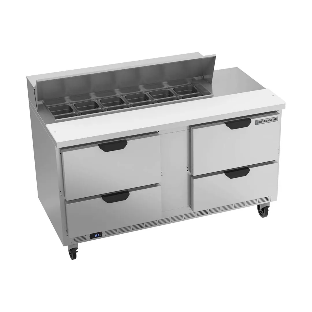 Beverage Air SPED60HC-12-4 60" Two Section Sandwich/Salad Prep Table w/ 4 Drawers, 12 Pans