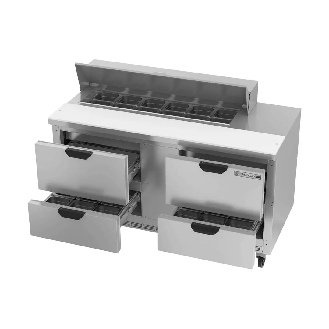 Beverage Air SPED60HC-12-4 60" Two Section Sandwich/Salad Prep Table w/ 4 Drawers, 12 Pans