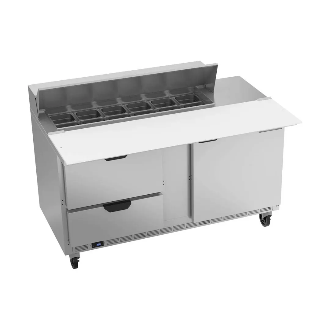 Beverage Air SPED60HC-12C-2 60" Two Section Sandwich/Salad Prep Table w/ 2 Drawers & 1 Door, 12 Pans.