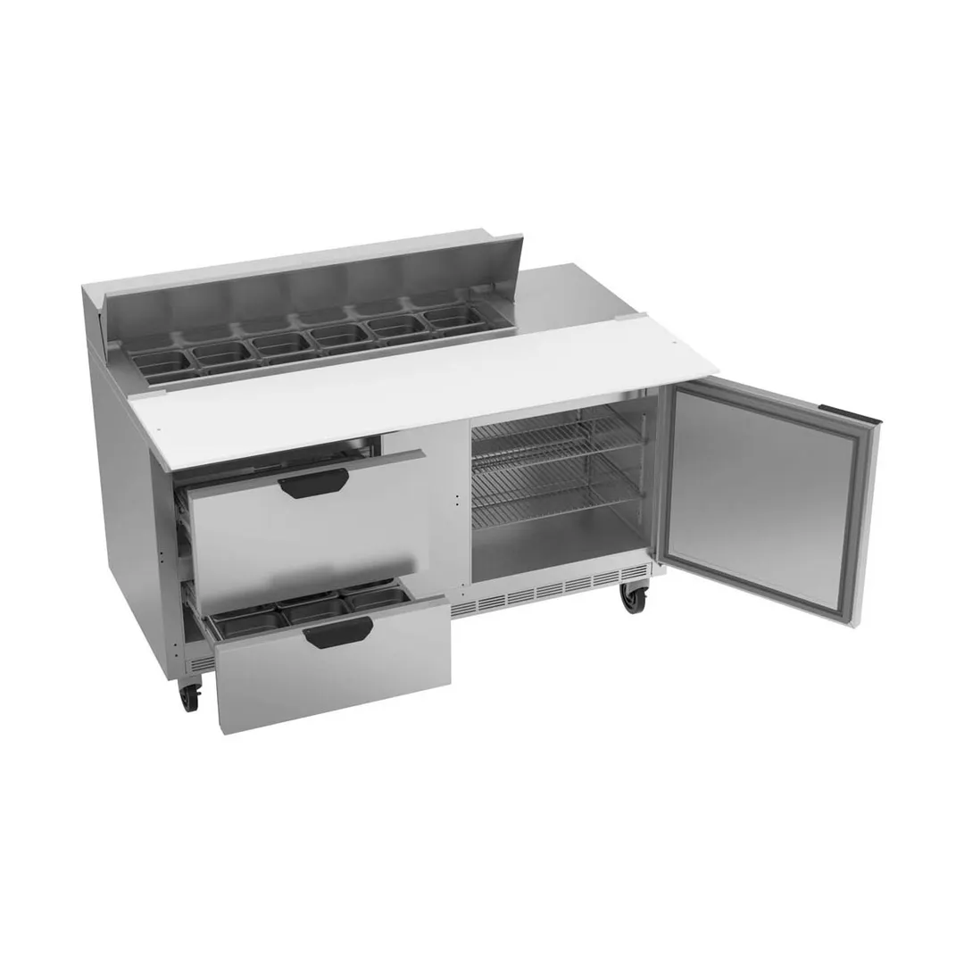 Beverage Air SPED60HC-12C-2 60" Two Section Sandwich/Salad Prep Table w/ 2 Drawers & 1 Door, 12 Pans.