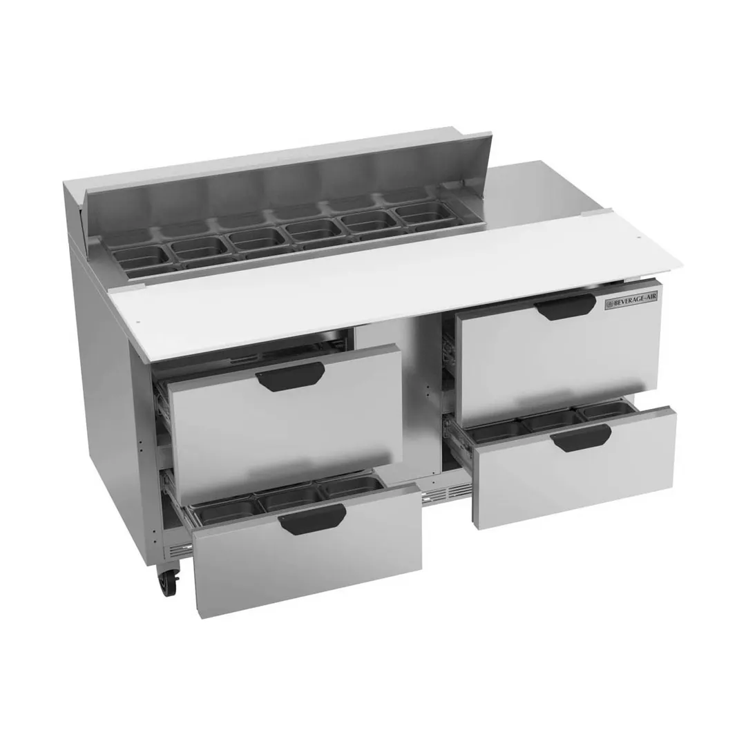 Beverage Air SPED60HC-12C-4 60" Two Section Sandwich/Salad Prep Table w/ 4 Drawers, 12 Pans