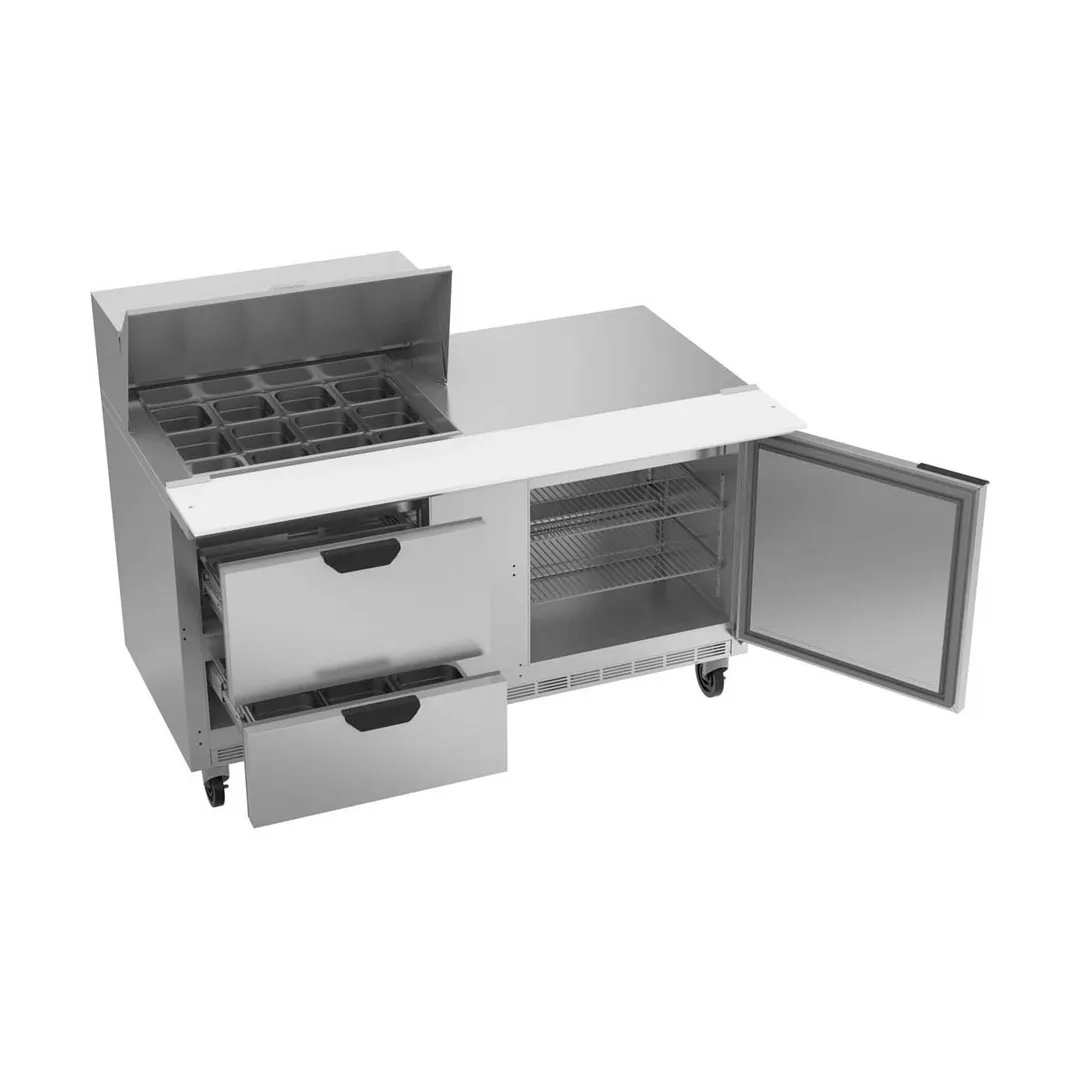 Beverage Air SPED60HC-12M-2 60" Mega Top Sandwich/Salad Prep Table w/ 2 Drawers & 1 Door, 12 Pans