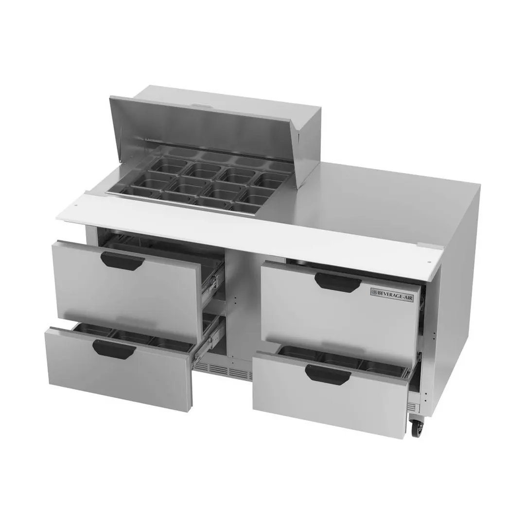 Beverage Air SPED60HC-12M-4 60" Mega Top Sandwich/Salad Prep Table w/ 4 Drawers, 12 Pans