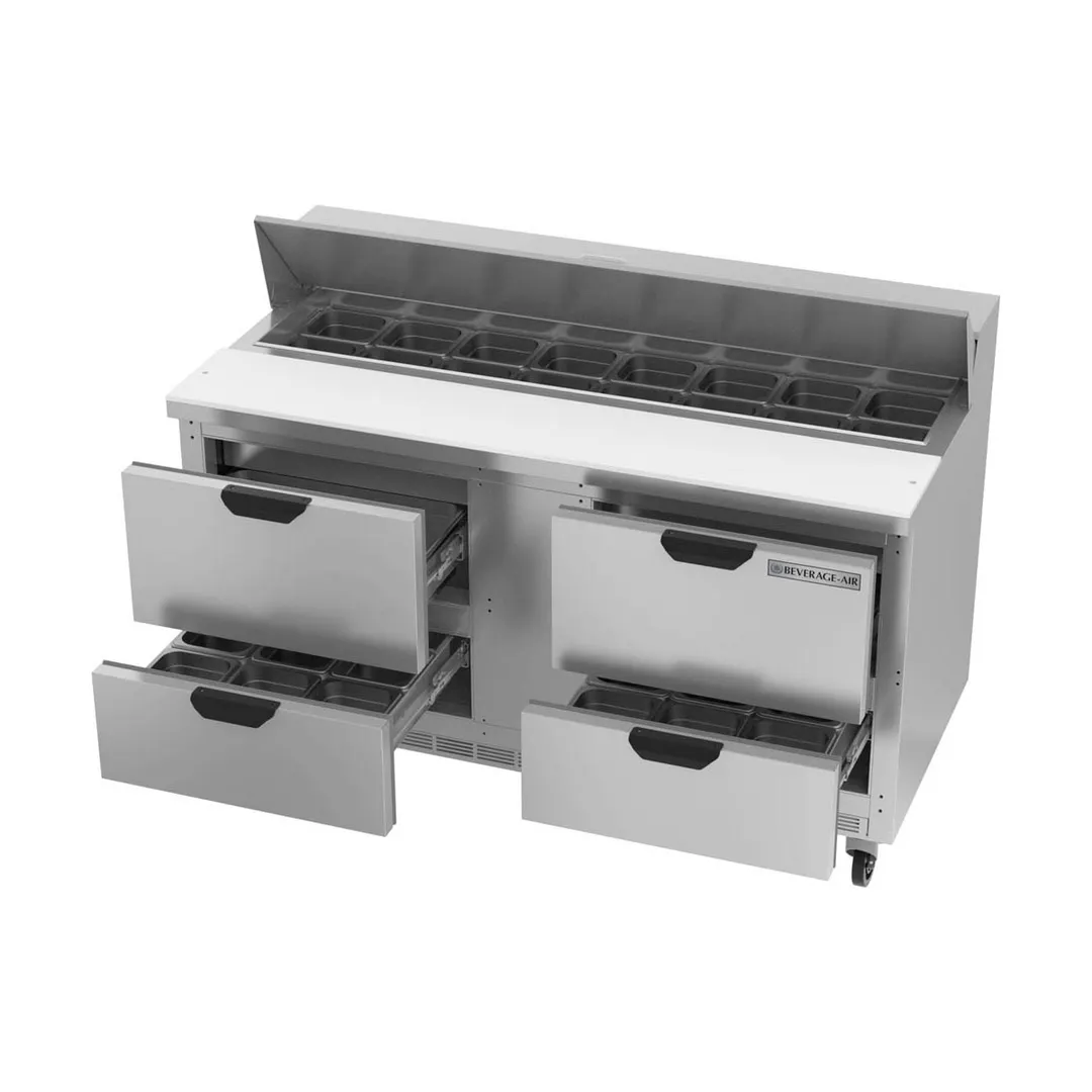 Beverage Air SPED60HC-16-4 60" Two Section Sandwich/Salad Prep Table w/ 4 Drawers, 16 Pans