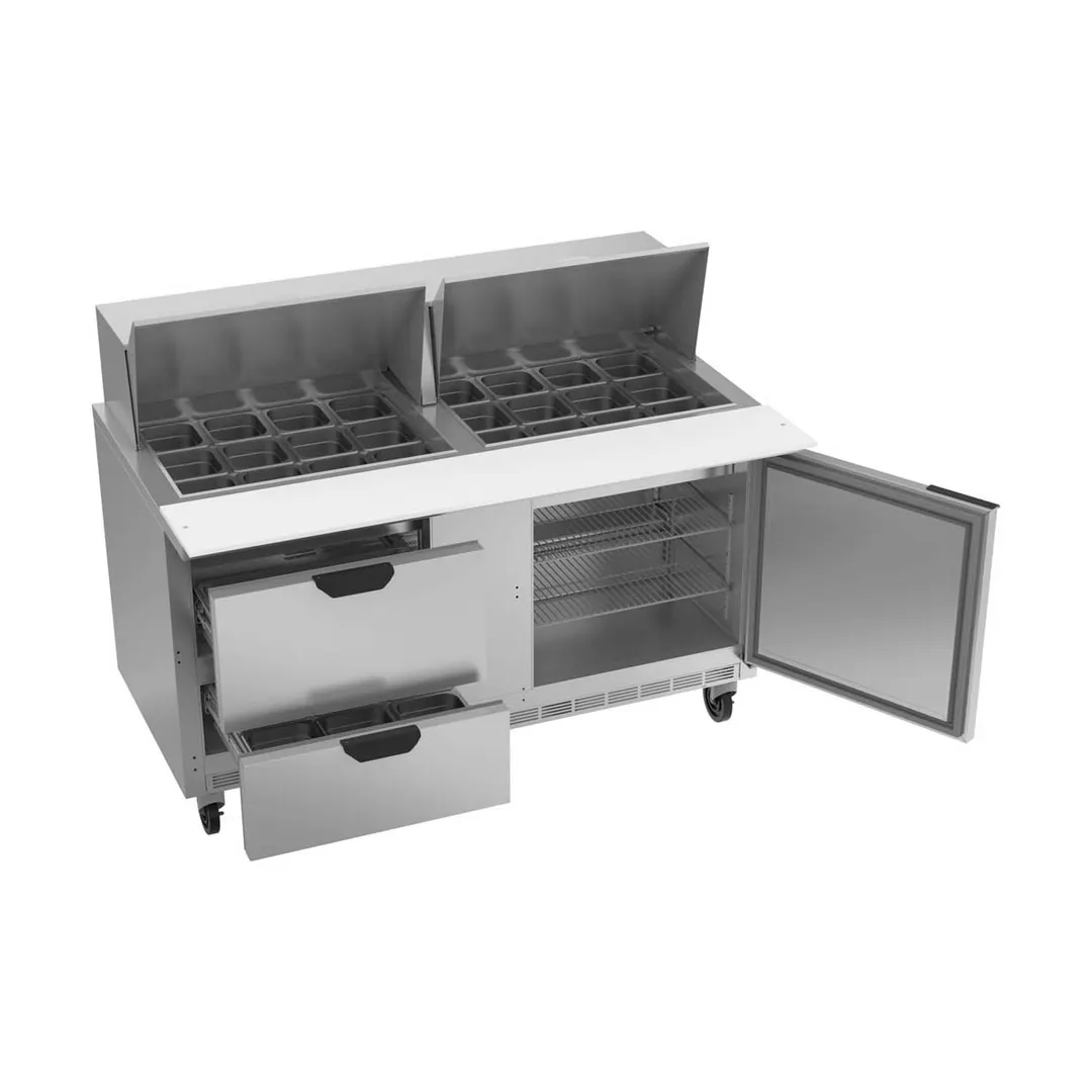 Beverage Air SPED60HC-24M-2 60" Mega Top Sandwich/Salad Prep Table w/ 4 Drawers & 1 Door, 24 Pans