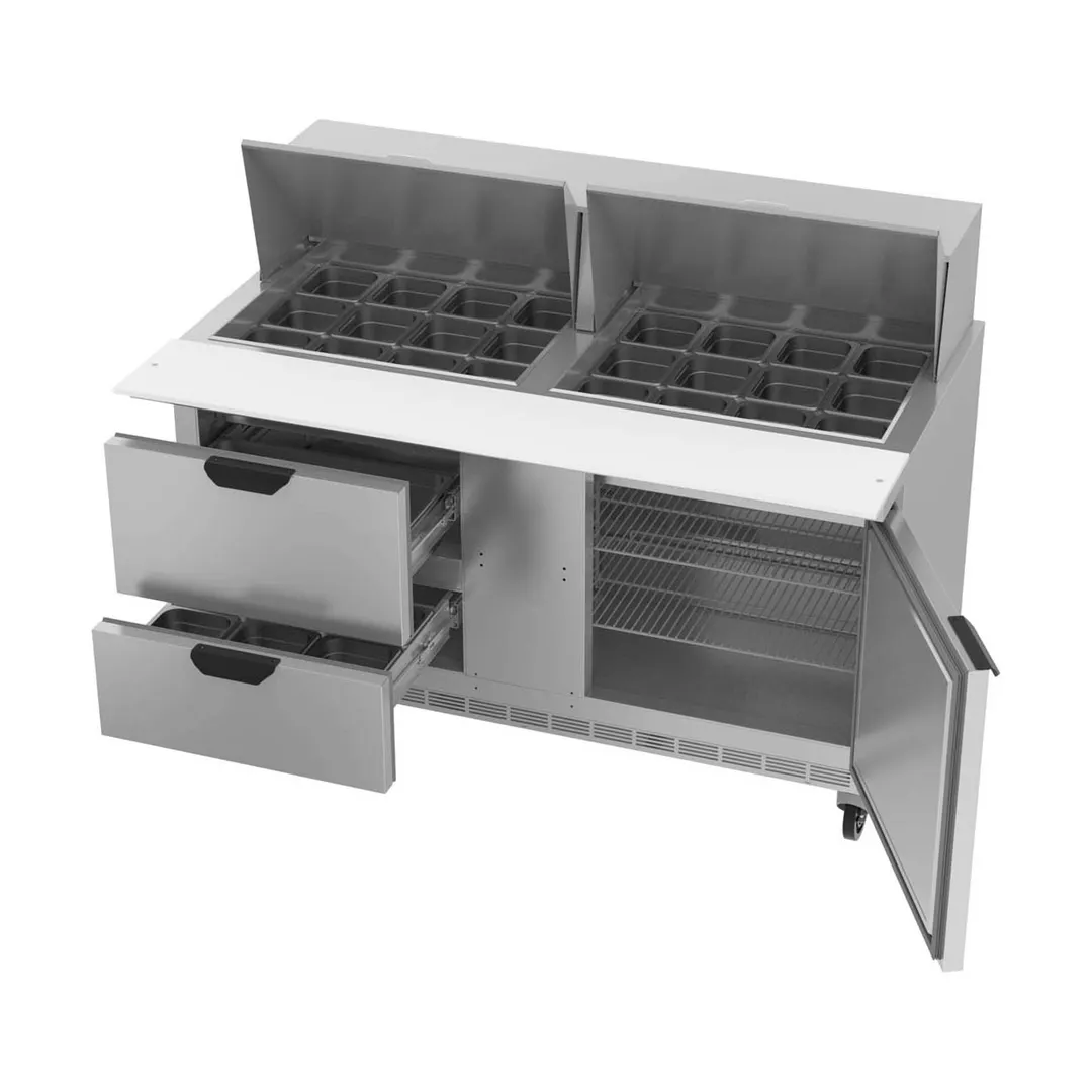Beverage Air SPED60HC-24M-2 60" Mega Top Sandwich/Salad Prep Table w/ 4 Drawers & 1 Door, 24 Pans