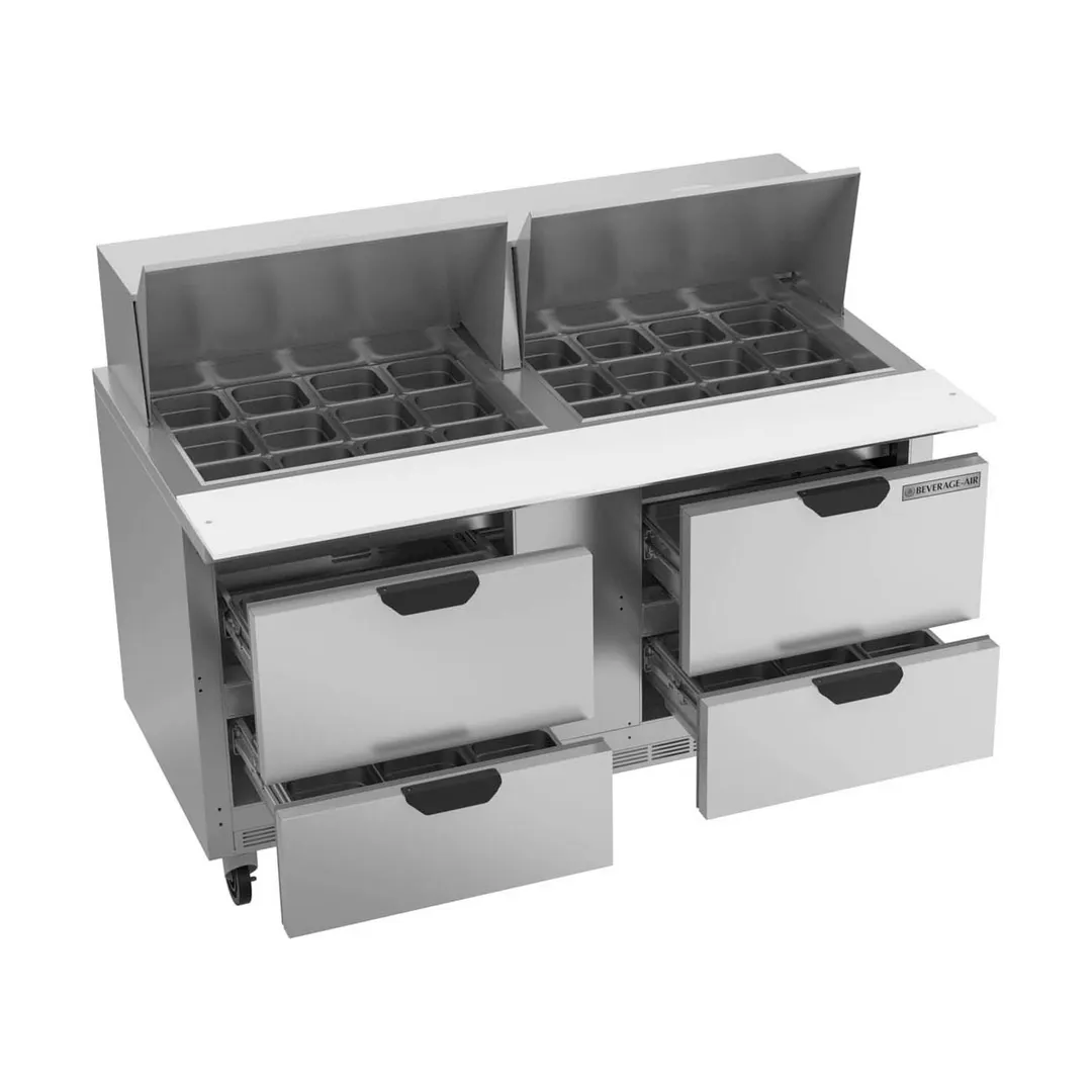 Beverage Air SPED60HC-24M-4 60" Mega Top Sandwich/Salad Prep Table w/ 4 Drawers, 24 Pans