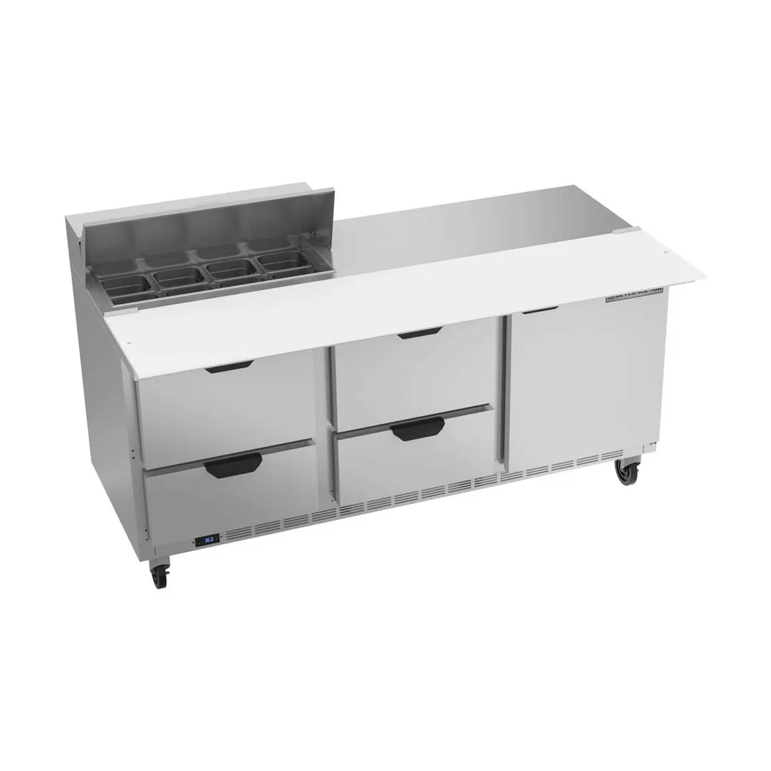 Beverage Air SPED72HC-08C-4 72" Three Section Sandwich/Salad Prep Table w/ 4 Drawers & 1 Door, 8 Pans