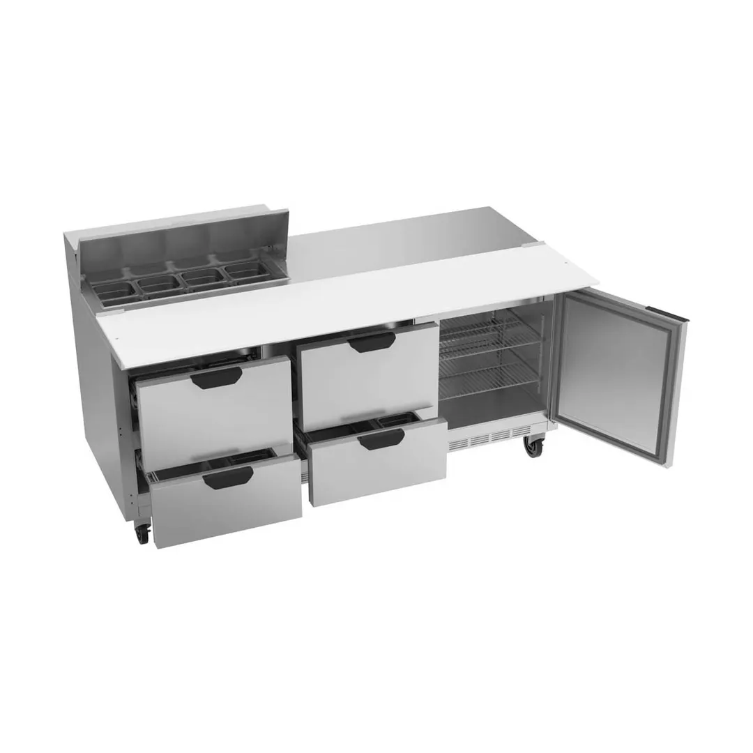 Beverage Air SPED72HC-08C-4 72" Three Section Sandwich/Salad Prep Table w/ 4 Drawers & 1 Door, 8 Pans