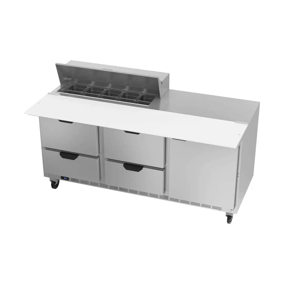 Beverage Air SPED72HC-10C-4 72" Three Section Sandwich/Salad Prep Table w/ 4 Drawers & 1 Door, 10 Pans
