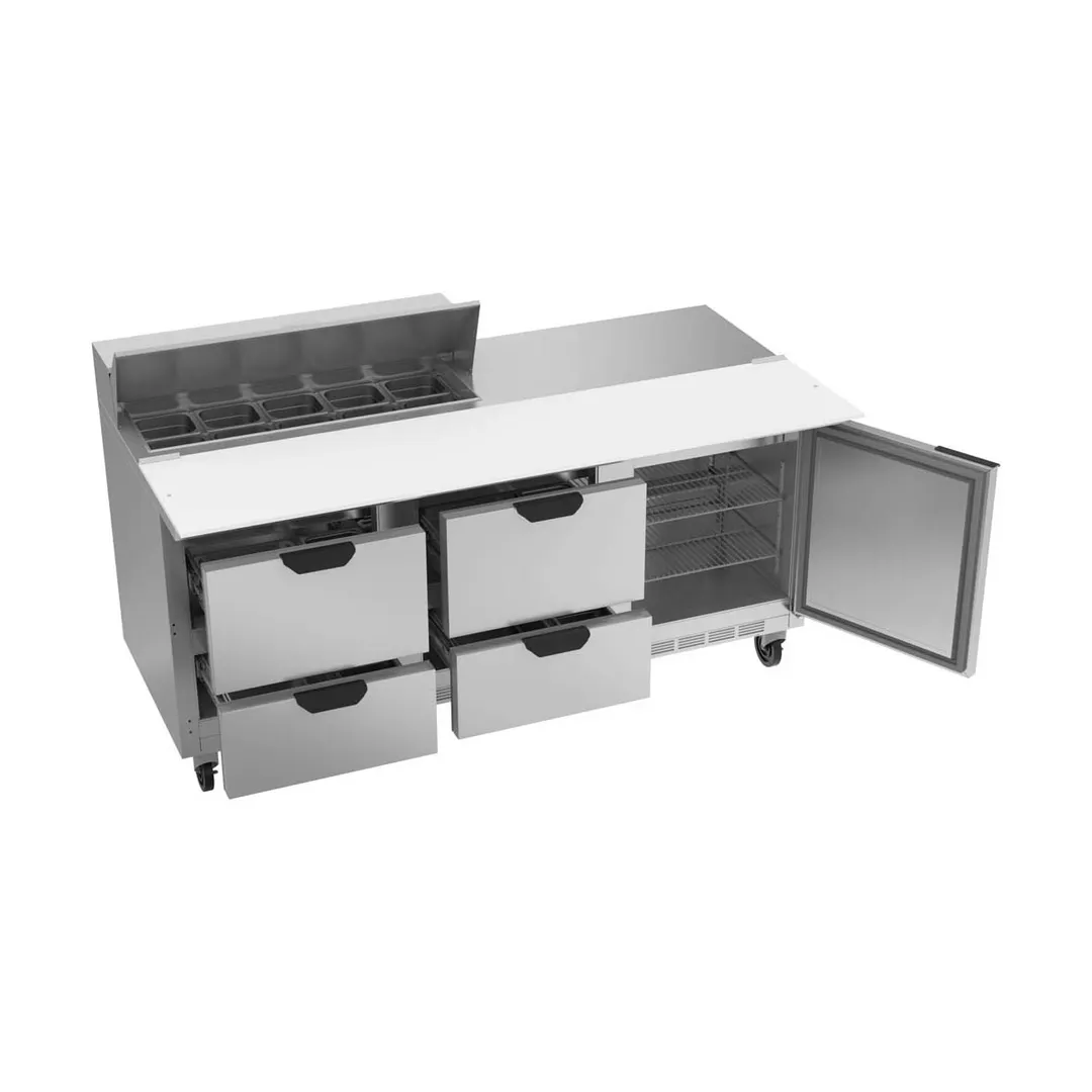Beverage Air SPED72HC-10C-4 72" Three Section Sandwich/Salad Prep Table w/ 4 Drawers & 1 Door, 10 Pans