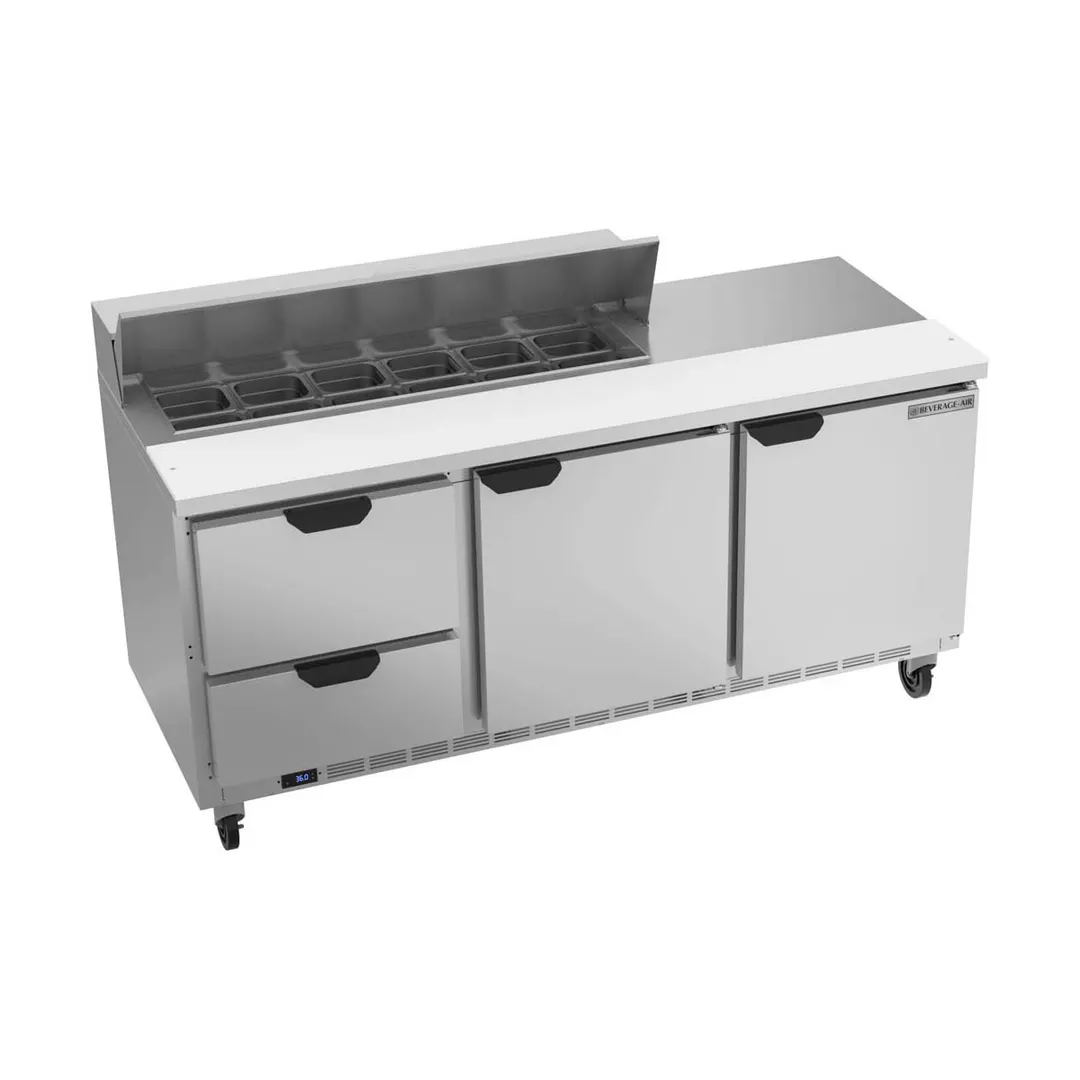 Beverage Air SPED72HC-12-2 72" Sandwich/Salad Prep Table w/ 2 Drawers & 2 Doors, 12 Pans