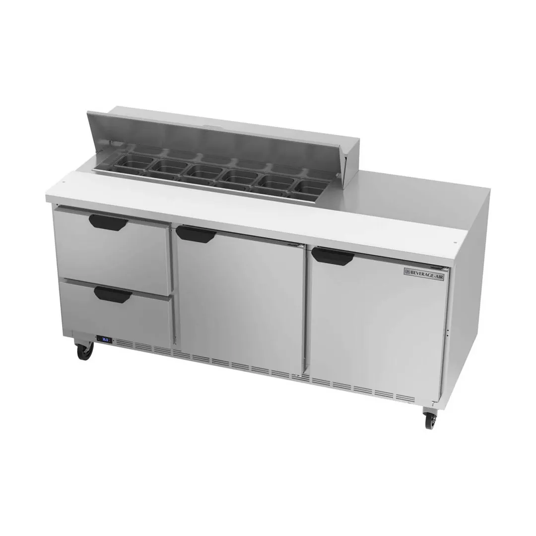 Beverage Air SPED72HC-12-2 72" Sandwich/Salad Prep Table w/ 2 Drawers & 2 Doors, 12 Pans
