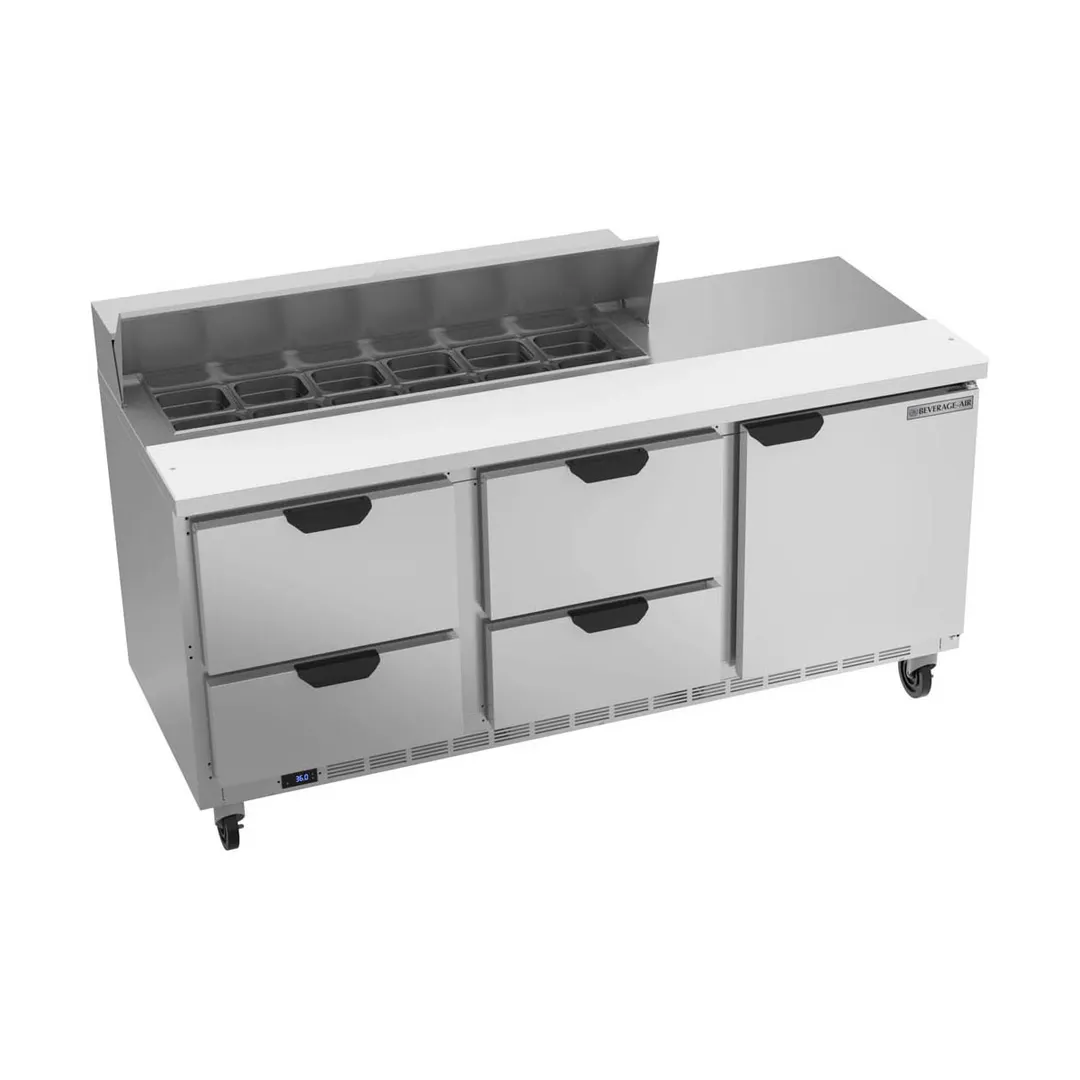 Beverage Air SPED72HC-12-4 72" Sandwich/Salad Prep Table w/ 4 Drawers & 1 Door, 12 Pans