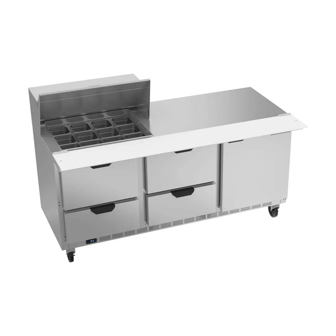 Beverage Air SPED72HC-12M-4 72" Mega Top Sandwich/Salad Prep Table w/ 4 Drawers & 1 Door, 12 Pans