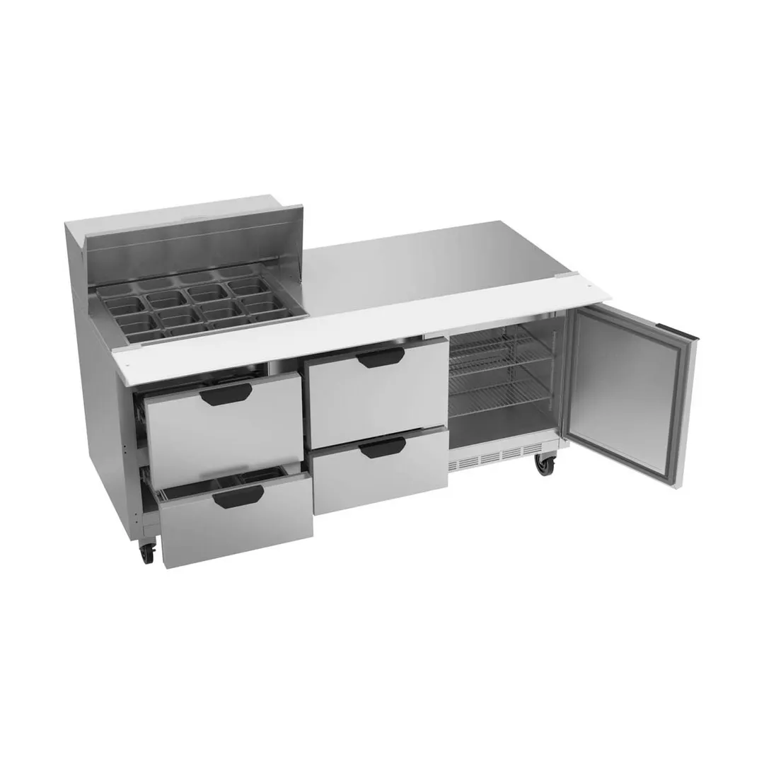 Beverage Air SPED72HC-12M-4 72" Mega Top Sandwich/Salad Prep Table w/ 4 Drawers & 1 Door, 12 Pans