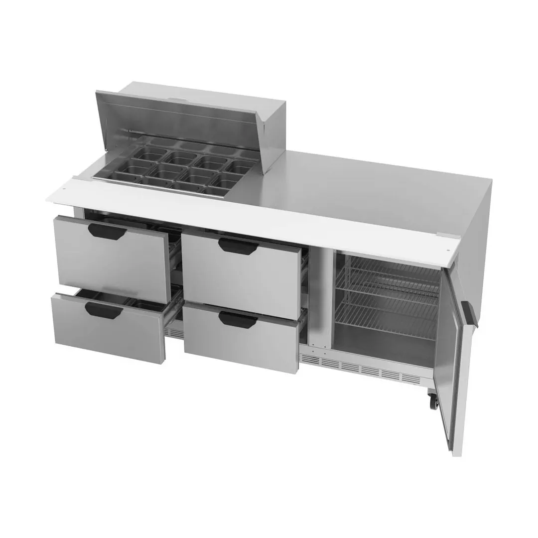 Beverage Air SPED72HC-12M-4 72" Mega Top Sandwich/Salad Prep Table w/ 4 Drawers & 1 Door, 12 Pans