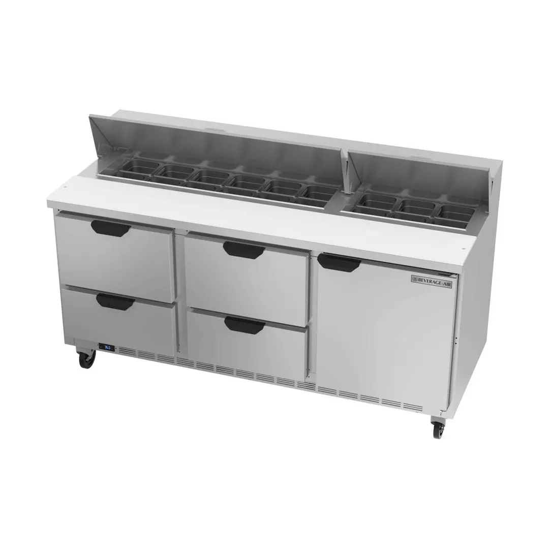 Beverage Air SPED72HC-18-4 72" Sandwich/Salad Prep Table w/ 4 Drawers & 1 Door, 18 Pans