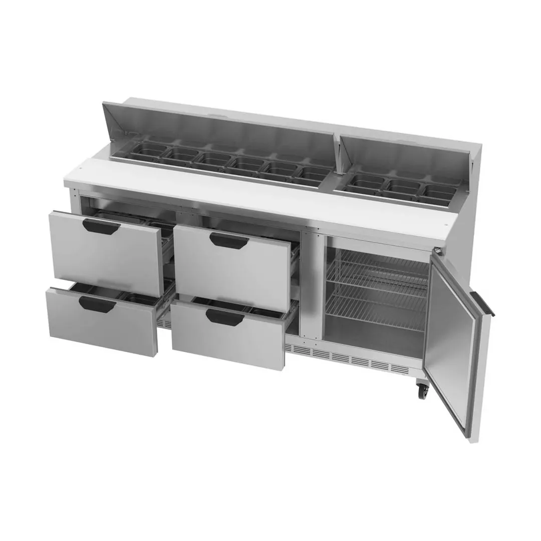 Beverage Air SPED72HC-18-4 72" Sandwich/Salad Prep Table w/ 4 Drawers & 1 Door, 18 Pans