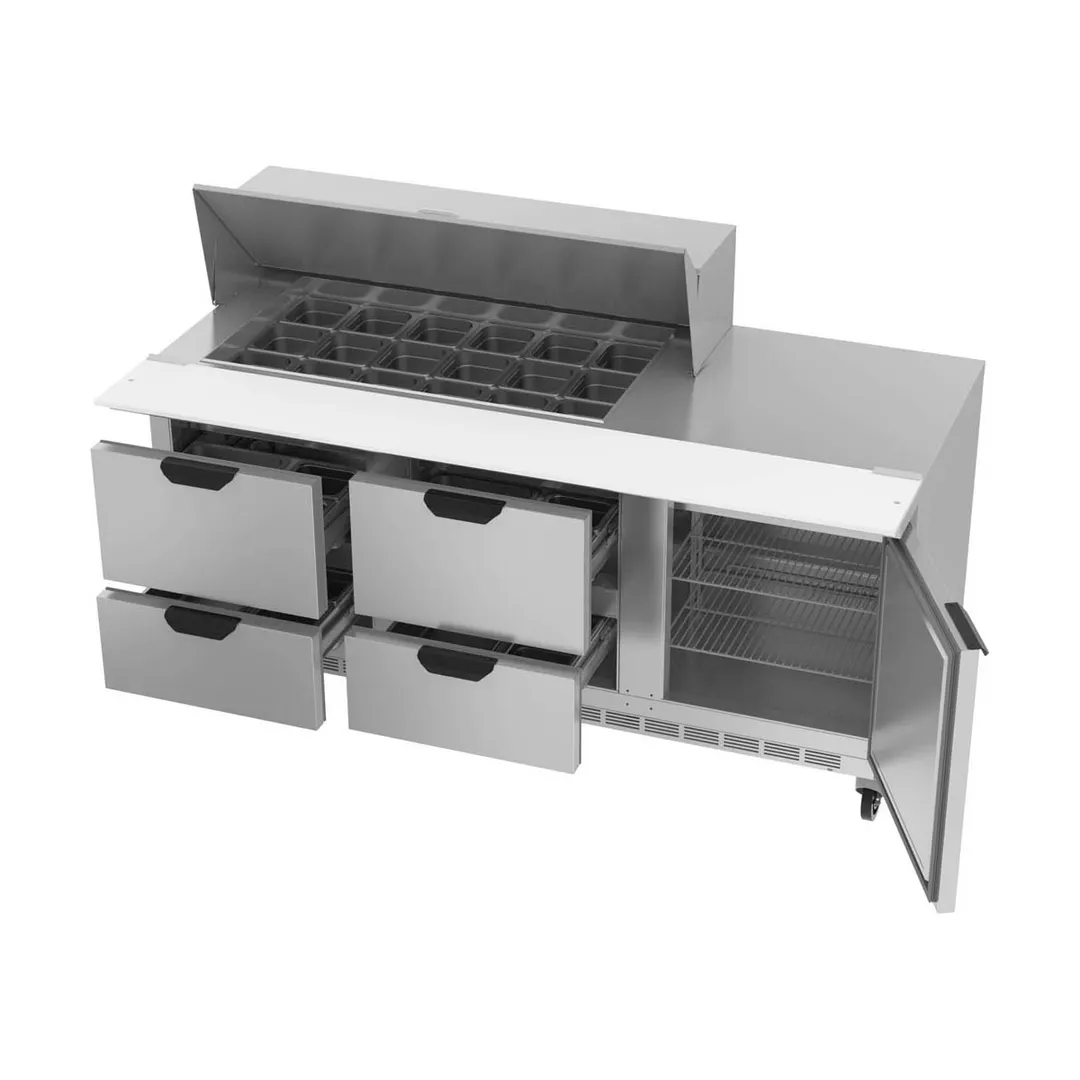Beverage Air SPED72HC-18M-4 72" Mega Top Sandwich/Salad Prep Table w/ 4 Drawers & 1 Door, 18 pans