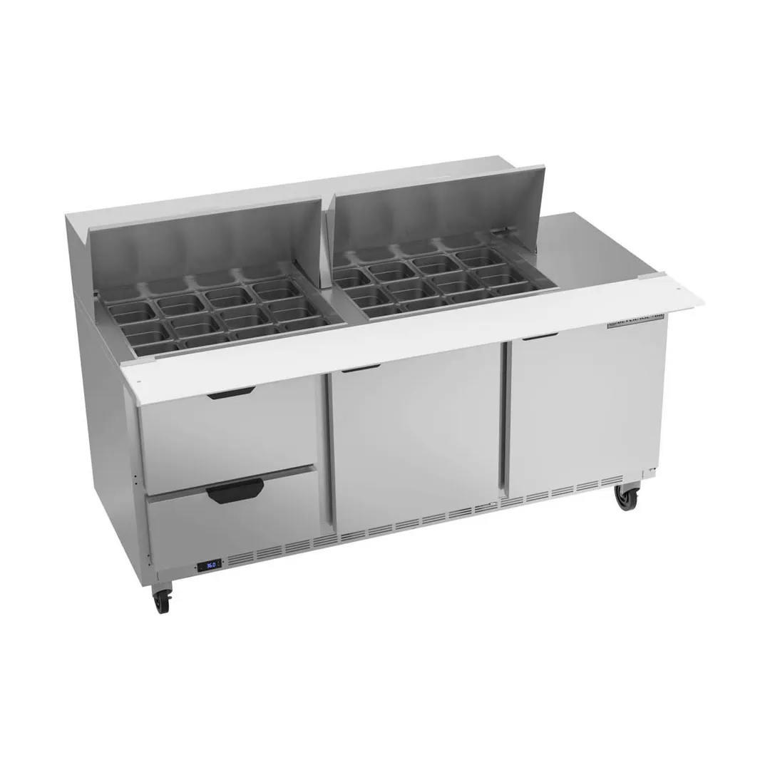 Beverage Air SPED72HC-24M-2 72" Mega Top Sandwich/Salad Prep Table w/ 2 Drawers & 2 Doors, 24 pans