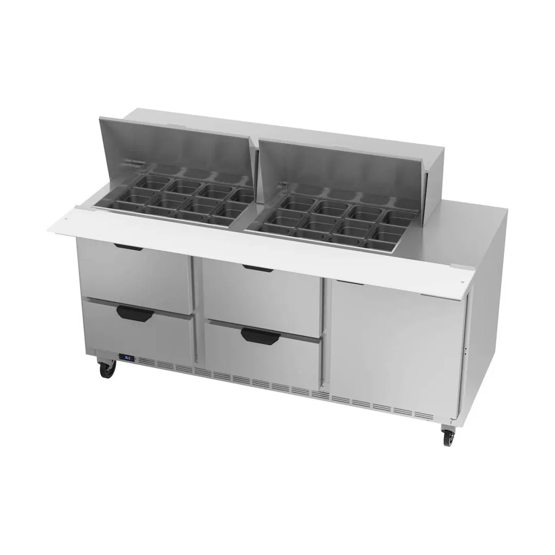Beverage Air SPED72HC-24M-4 72" Mega Top Sandwich/Salad Prep Table w/ 4 Drawers and 1 Door, 24 pans