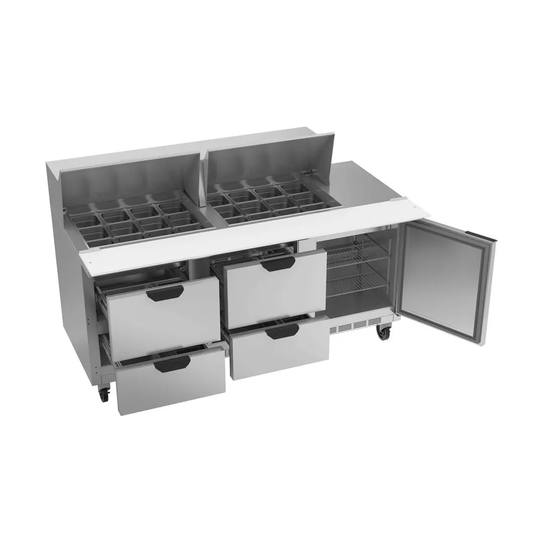 Beverage Air SPED72HC-24M-4 72" Mega Top Sandwich/Salad Prep Table w/ 4 Drawers and 1 Door, 24 pans