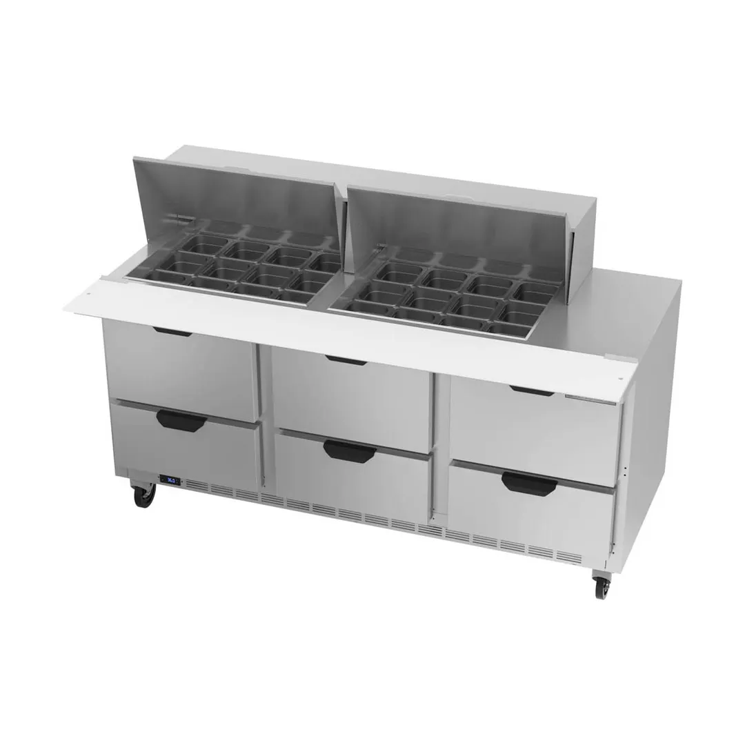 Beverage Air SPED72HC-24M-6 72" Mega Top Sandwich/Salad Prep Table w/ 6 Drawers, 24 Pans