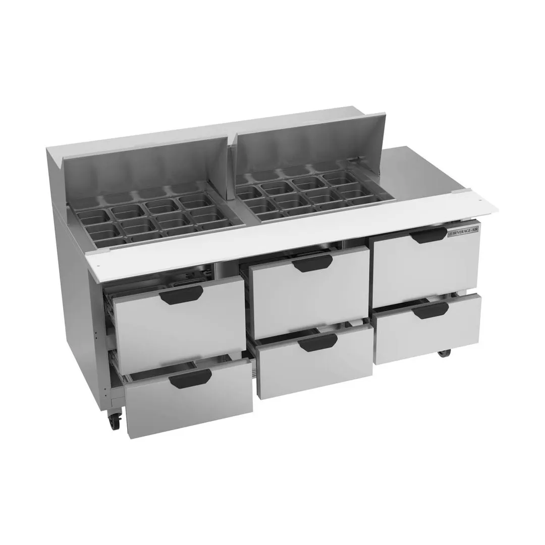 Beverage Air SPED72HC-24M-6 72" Mega Top Sandwich/Salad Prep Table w/ 6 Drawers, 24 Pans