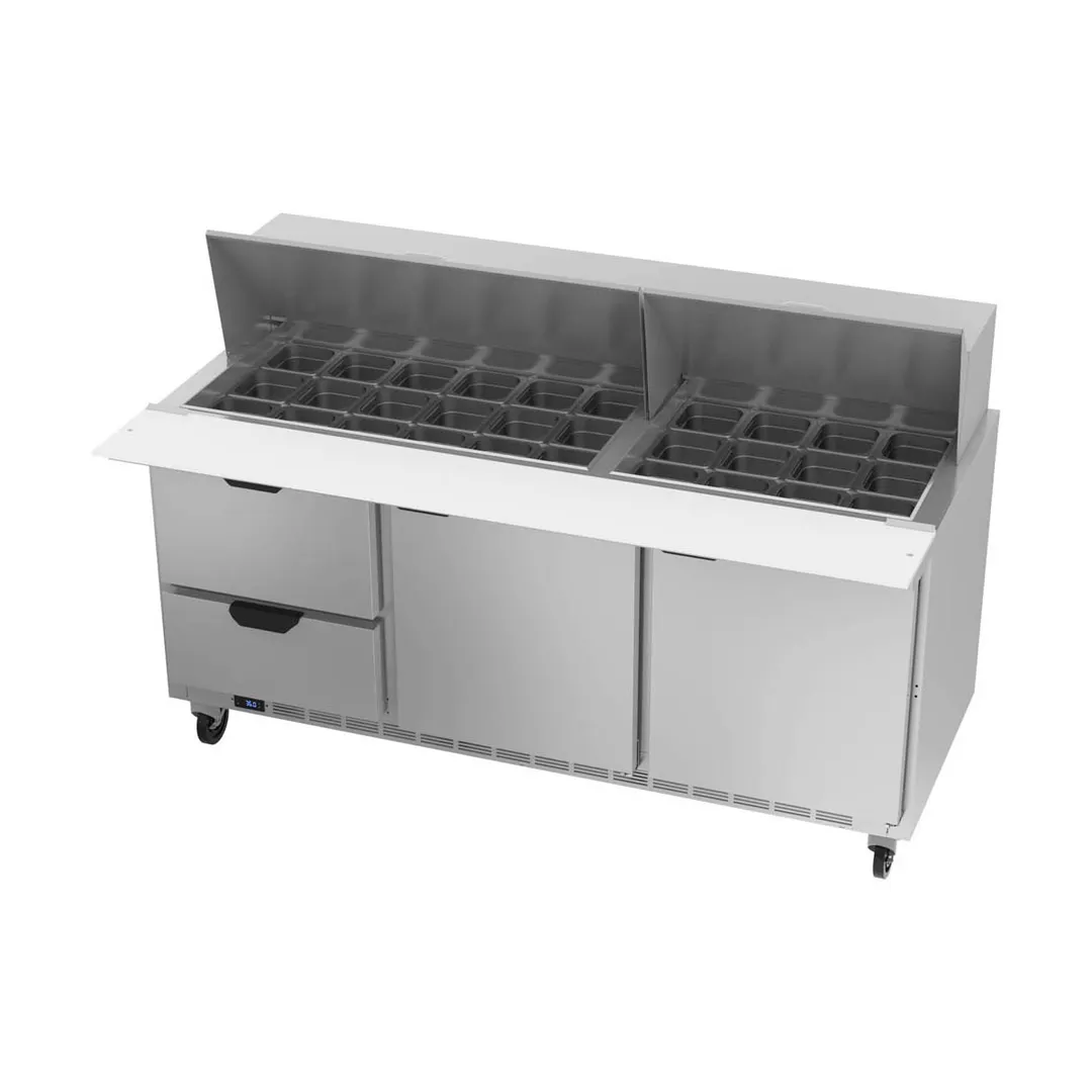 Beverage Air SPED72HC-30M-2 72" Mega Top Sandwich/Salad Prep Table w/ 2 Drawers and 2 Doors, 30 pans