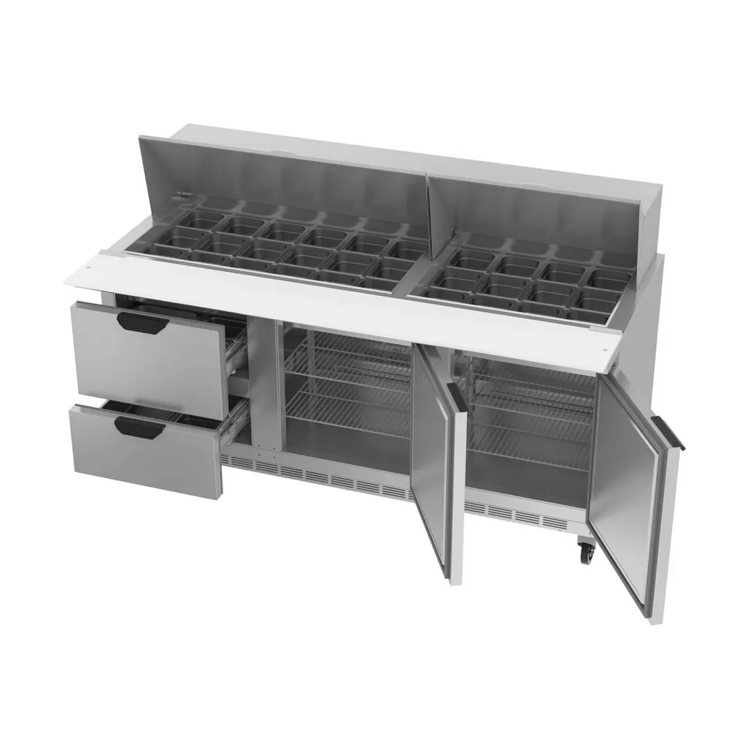 Beverage Air SPED72HC-30M-2 72" Mega Top Sandwich/Salad Prep Table w/ 2 Drawers and 2 Doors, 30 pans