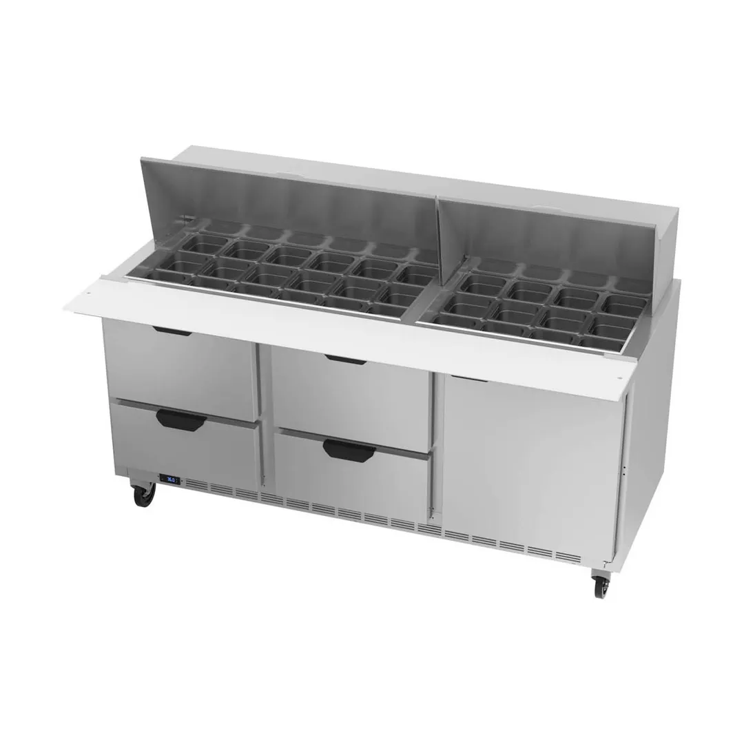 Beverage Air SPED72HC-30M-4 72" Mega Top Sandwich/Salad Prep Table w/ 4 Drawers and 1 Door, 30 pans