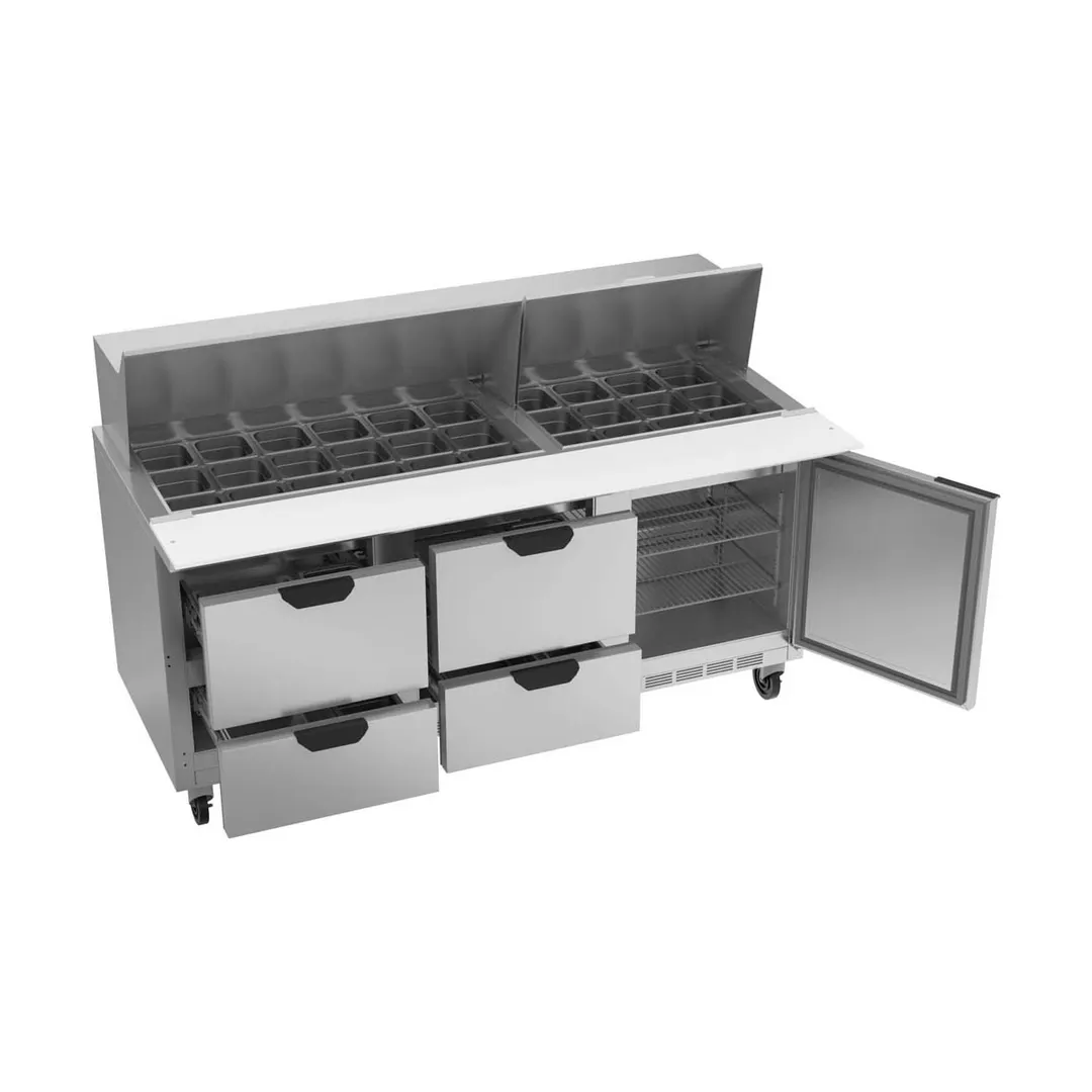 Beverage Air SPED72HC-30M-4 72" Mega Top Sandwich/Salad Prep Table w/ 4 Drawers and 1 Door, 30 pans