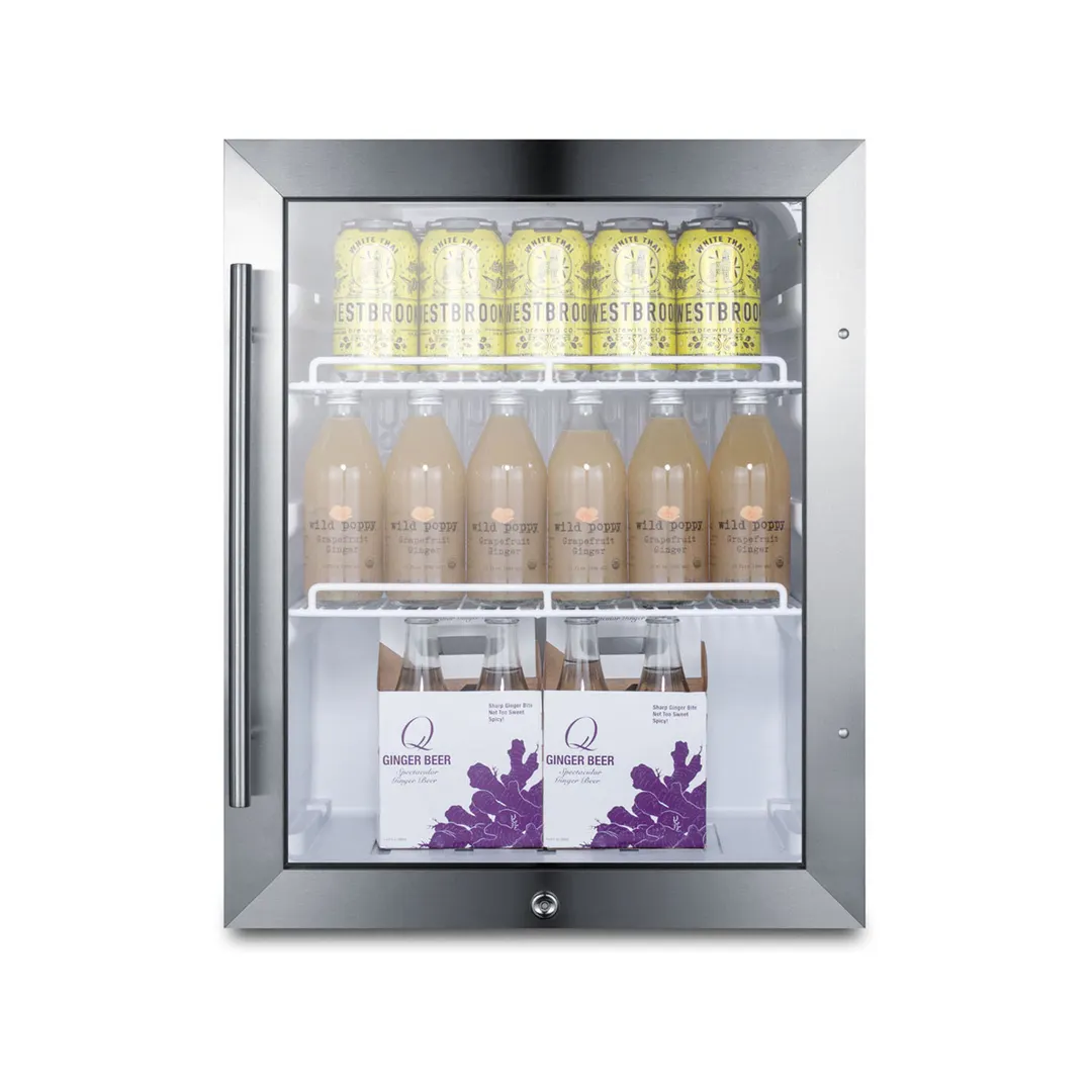 Summit SPR314LOSCSS 19" Countertop Refrigerator, 2.1 cu.ft, Stainless, Glass Door Lock, R600a, 115V