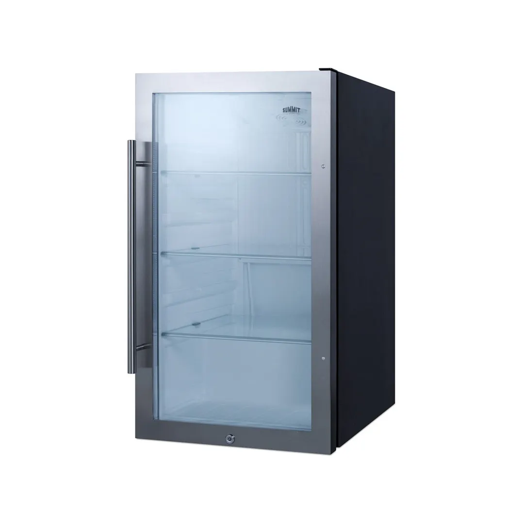 Summit SPR489OS 19" Glass Door Outdoor Refrigerator in Black, White Interior, 3.13 cu.ft