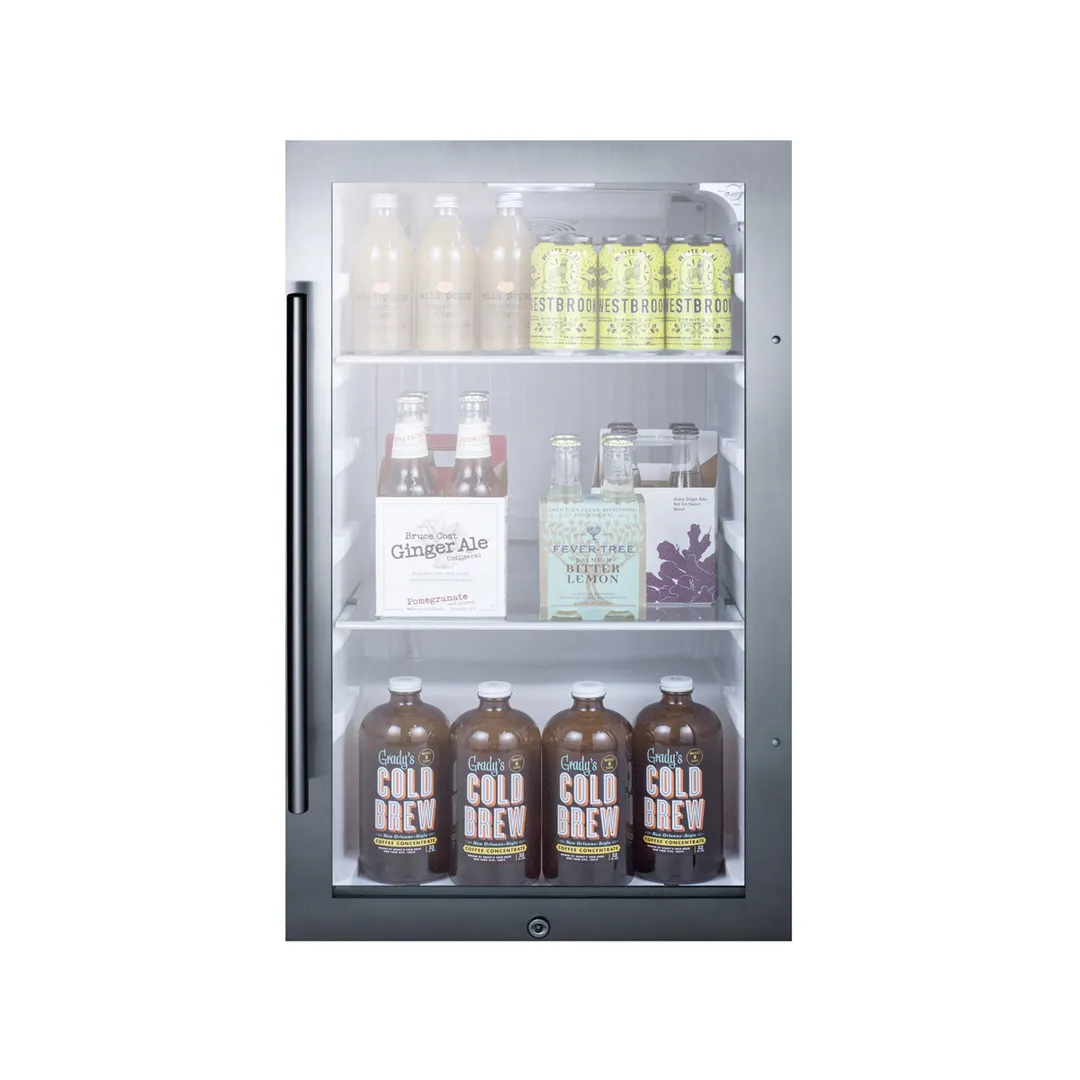 Summit SPR489OSADA Outdoor Beverage Center w/ Swing Glass Door, Black Exterior, 3.13 cu.ft