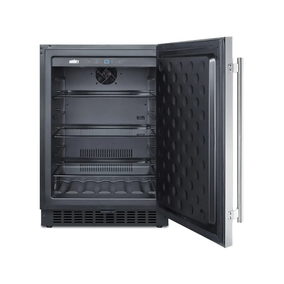 Summit SPR627OS 24" Built-in Stainless Steel Door Outdoor Refrigerator in Black, 4.6 cu. ft.