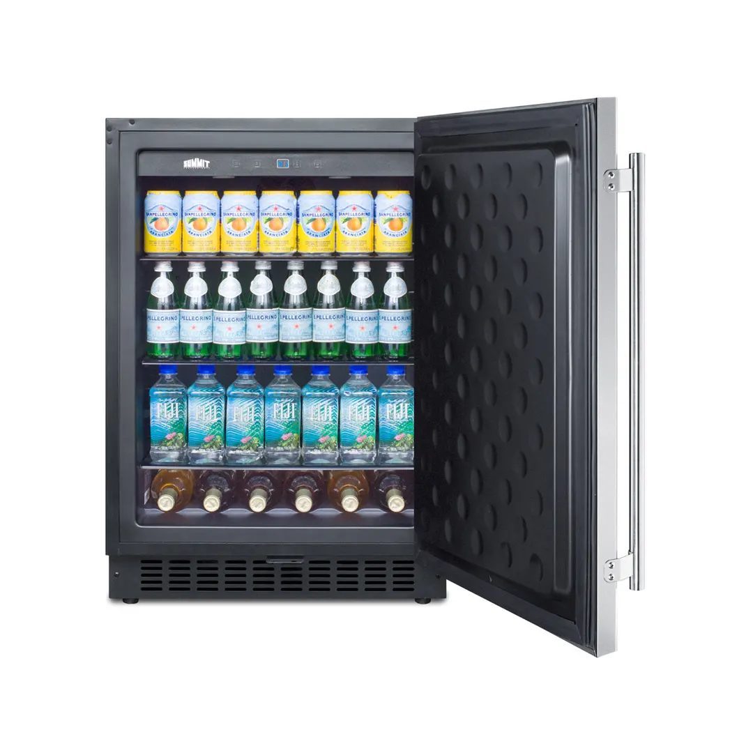 Summit SPR627OS 24" Built-in Stainless Steel Door Outdoor Refrigerator in Black, 4.6 cu. ft.
