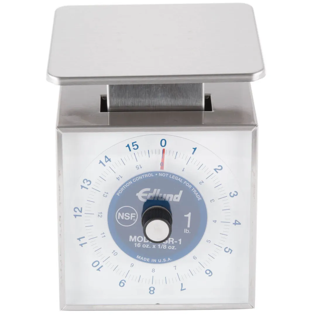 Edlund SR-1 1-9 lb Stainless Portion Scale, 16 oz/1/8 oz Graduation, Rotating Vertical Dial, 6-7" Platform